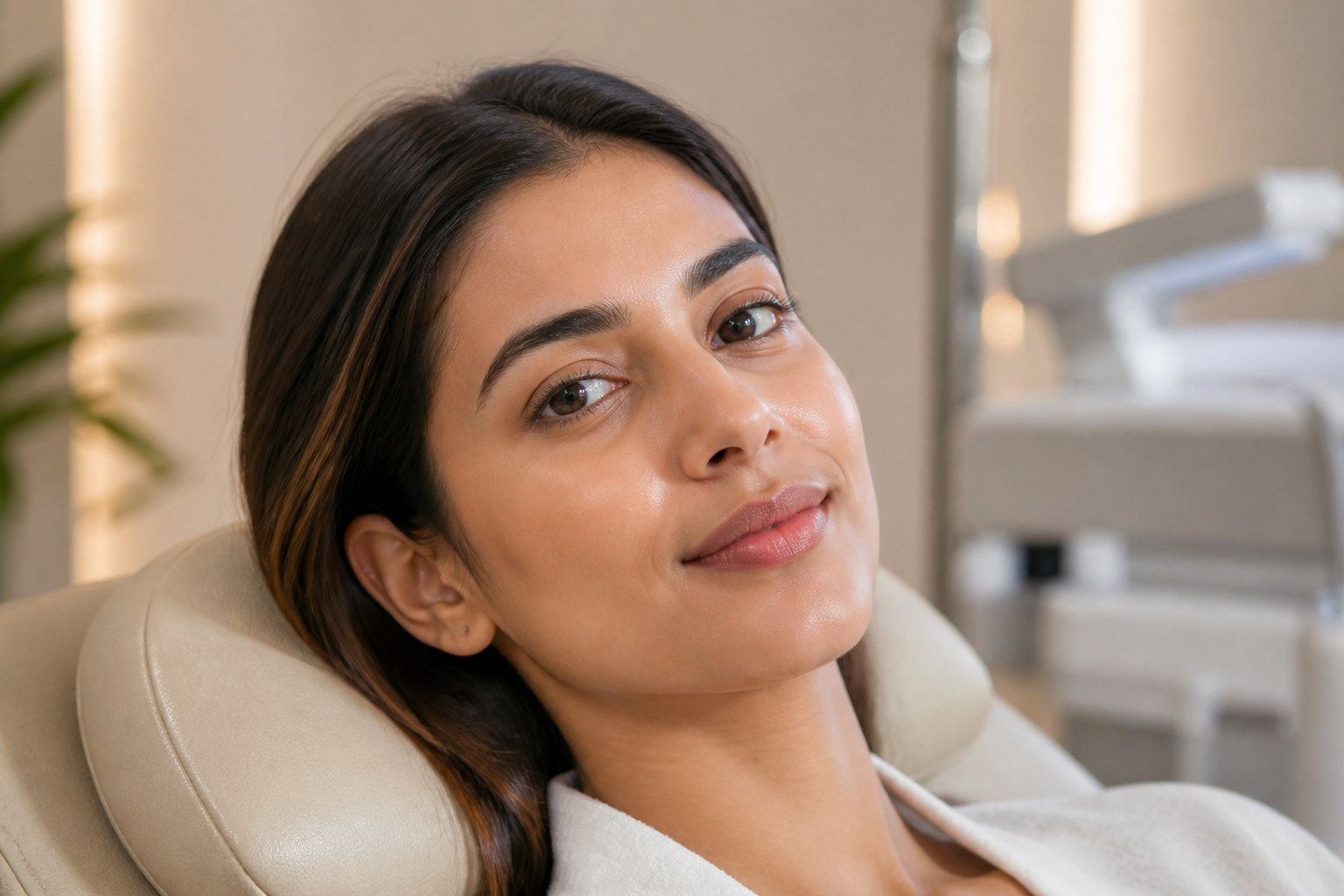 Indian woman acne and pigmentation treatment at Wiora Wellness