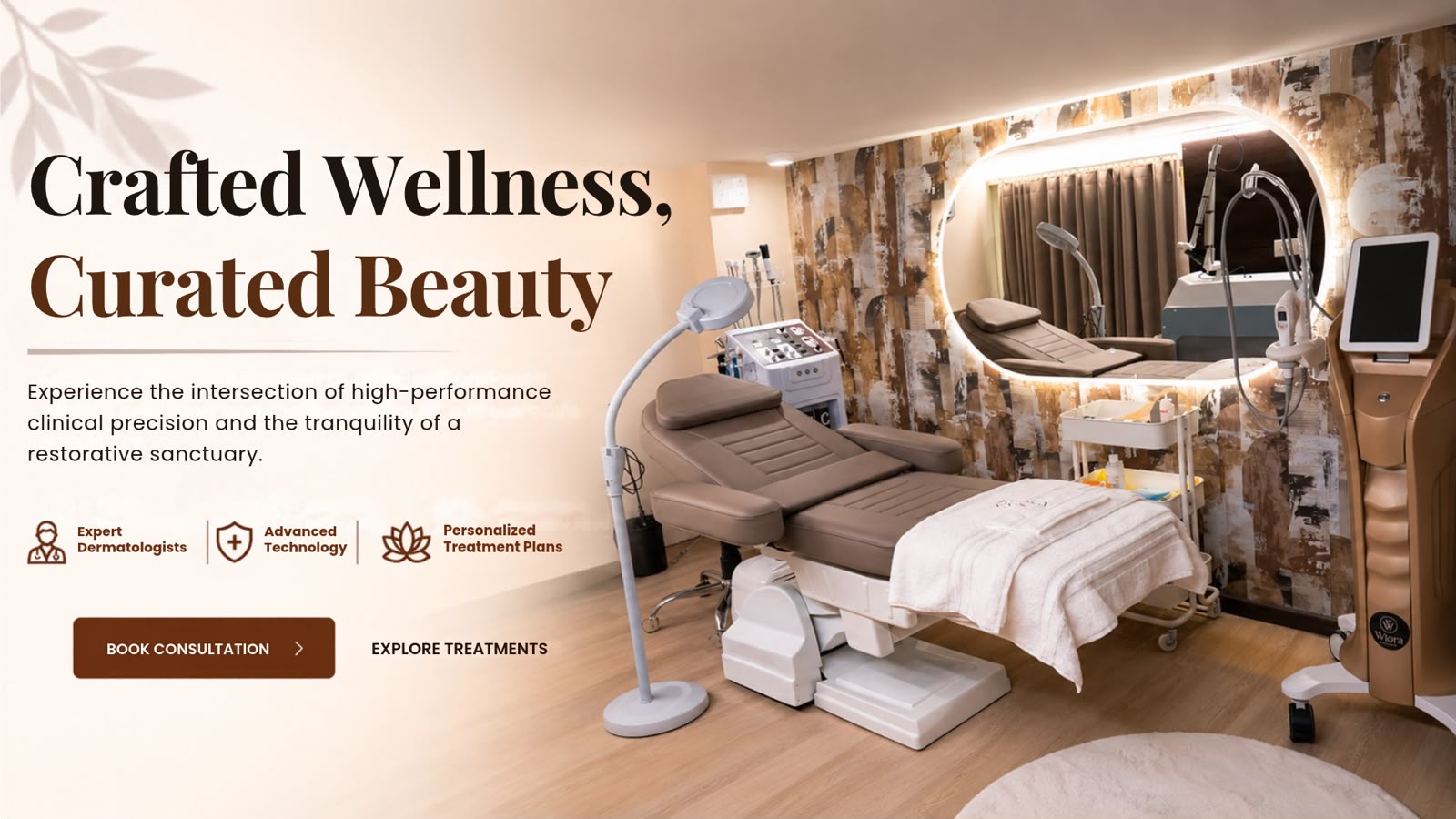 Treatment room at WIORA Wellness skin and hair clinic in Andheri West, Mumbai